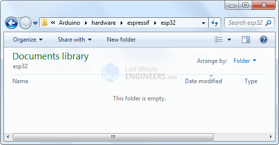 Installing ESP32 Core on Arduino IDE Creating Folder Structure 1