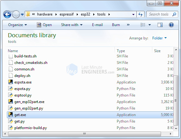 Installing ESP32 Core on Arduino IDE Executing get.exe 1 1