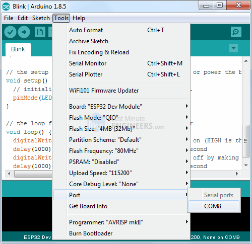 Selecting COM port in Arduino IDE 1